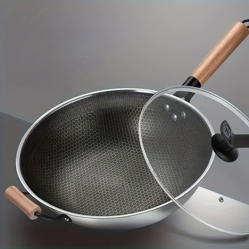 1pc, Wok With Lid (11.02''), Non-stick Cooking Wok, Classic Traditional  Cooking Wok, Kitchen Utensils, Kitchen Accessories