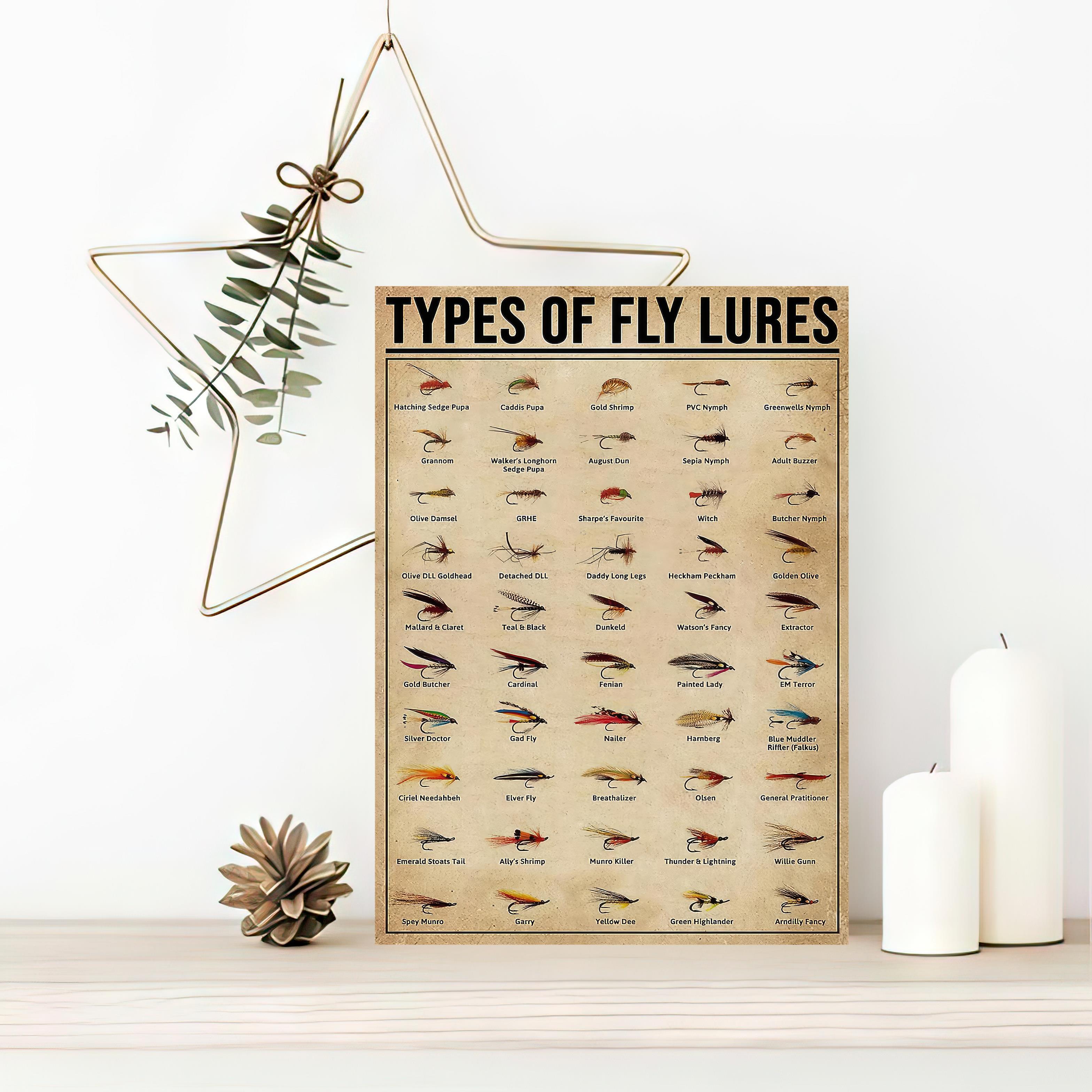 Canvas Painting Types Of Fly Lures Poster Fly Fishing Poster - Temu