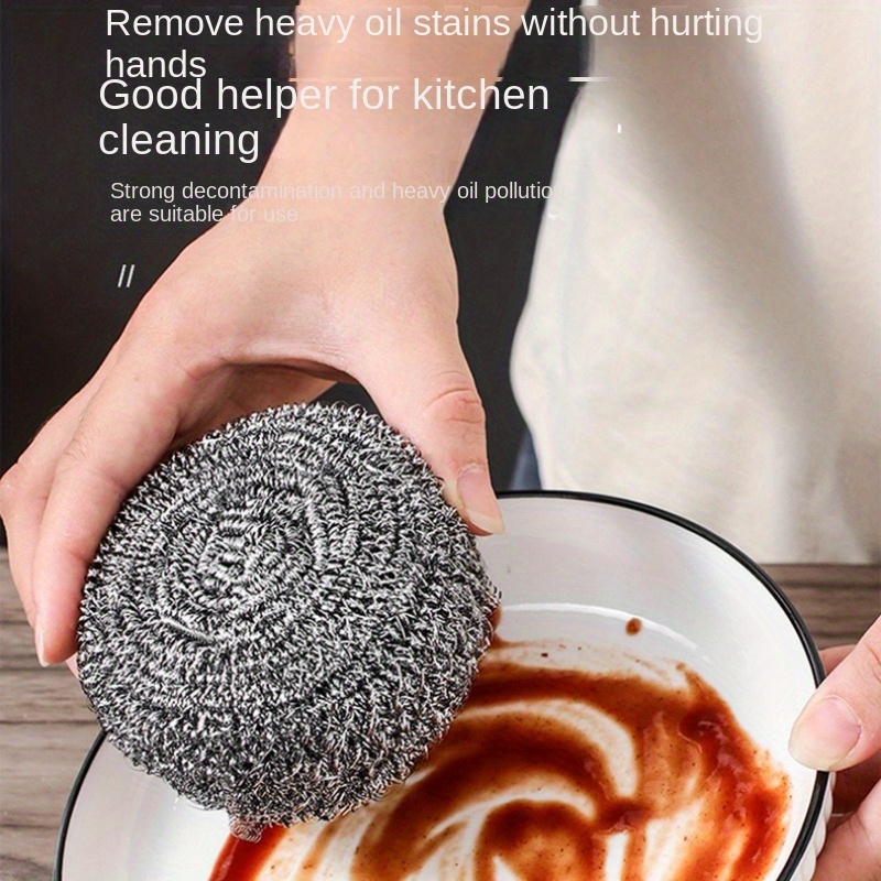 Stainless Steel Cleaning Ball Kitchen Household Large Steel Wire Hand Dish  Brush