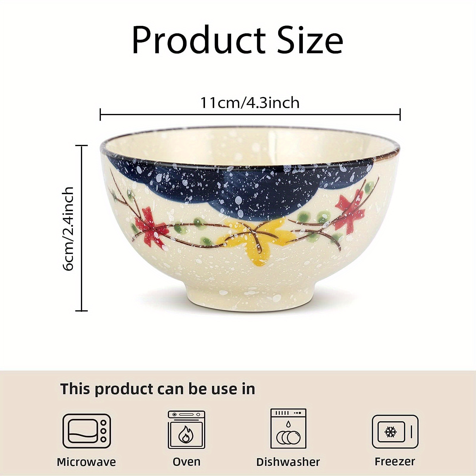 Small Bowl Ceramic Bowl Ceramic Rice Bowl Set Floral Pattern - Temu