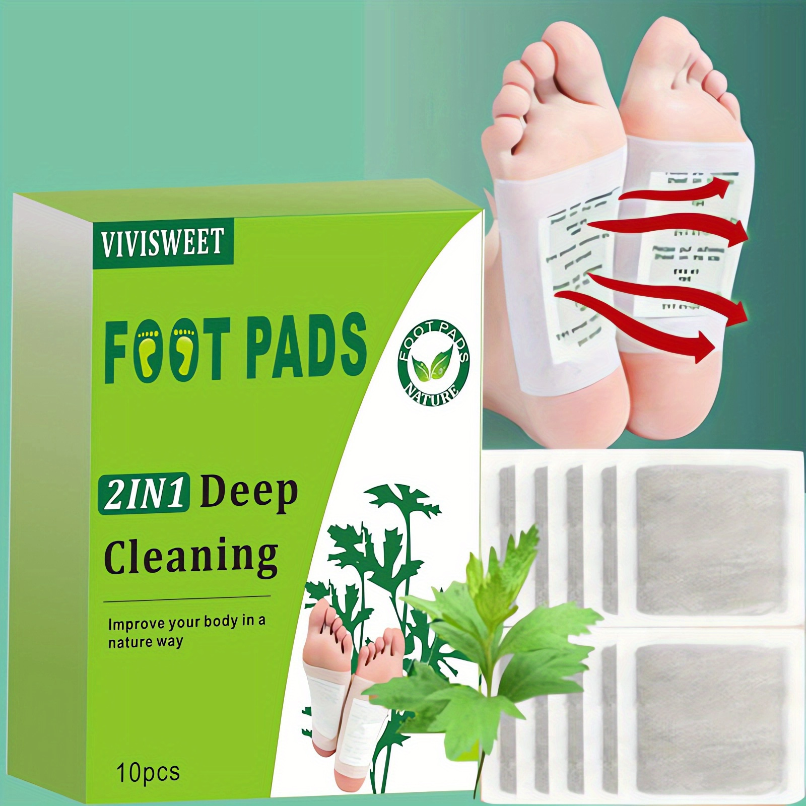 

10/20pcs Deep Cleansing Foot Patch, Natural Mugwort Bamboo Vinegar Ginger Powder Foot Pads For Foot Care, Adhesive Sheets, After Foo Bath When Sleep Warm And Relax