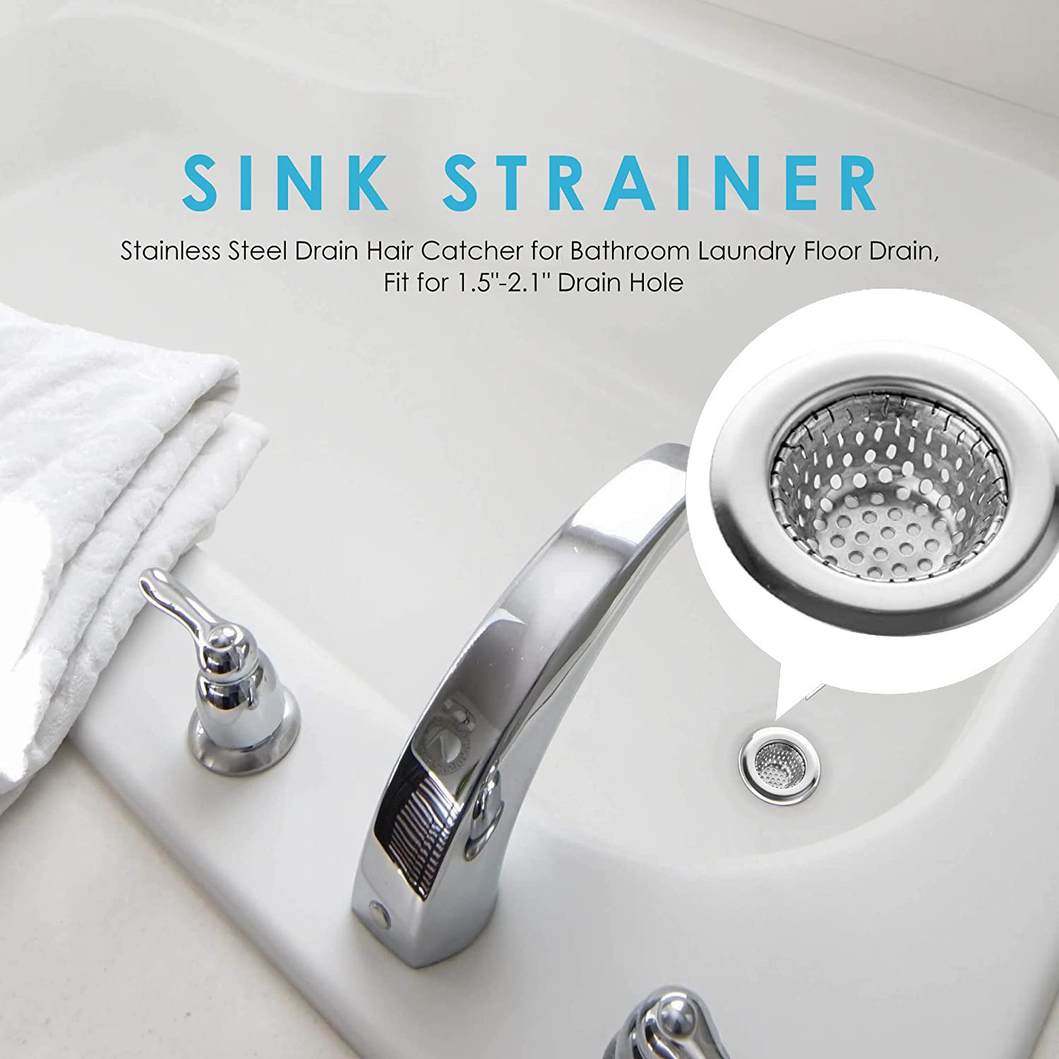 1pc Sink Strainer, Stainless Steel Sink Drain Strainer, Food Catcher,  Anti-Clogging Sewer Filter, Bathroom Drain Stopper, Classic Bathtub Water  Stopper For Bathroom