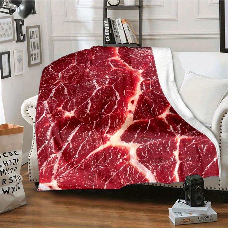  Red Meat - Beef Food Blanket Throw, Funny Food Flannel