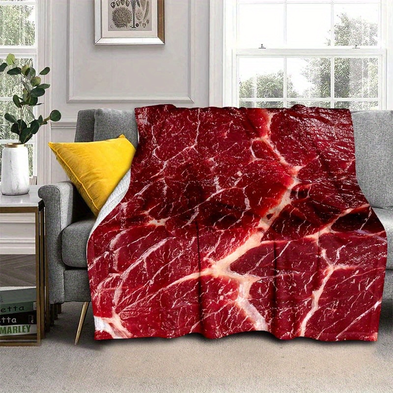  Red Meat - Beef Food Blanket Throw, Funny Food Flannel