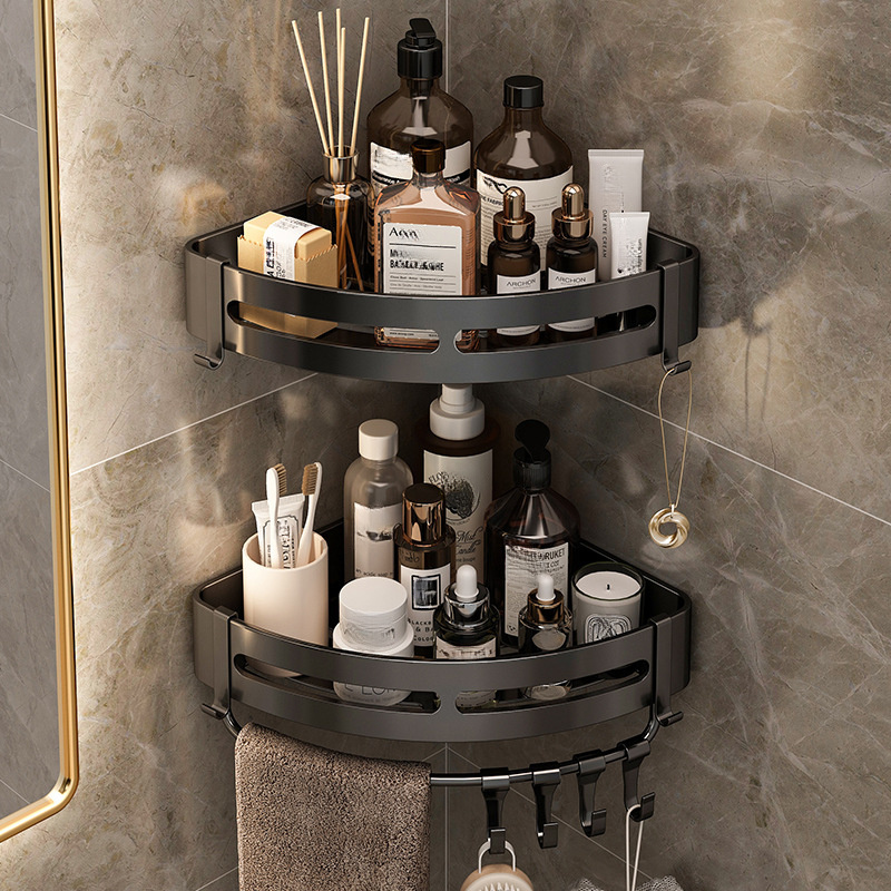 Bathroom kitchen Punch Corner Frame Shower Shelf Wrought Iron Shampoo —  wowporium
