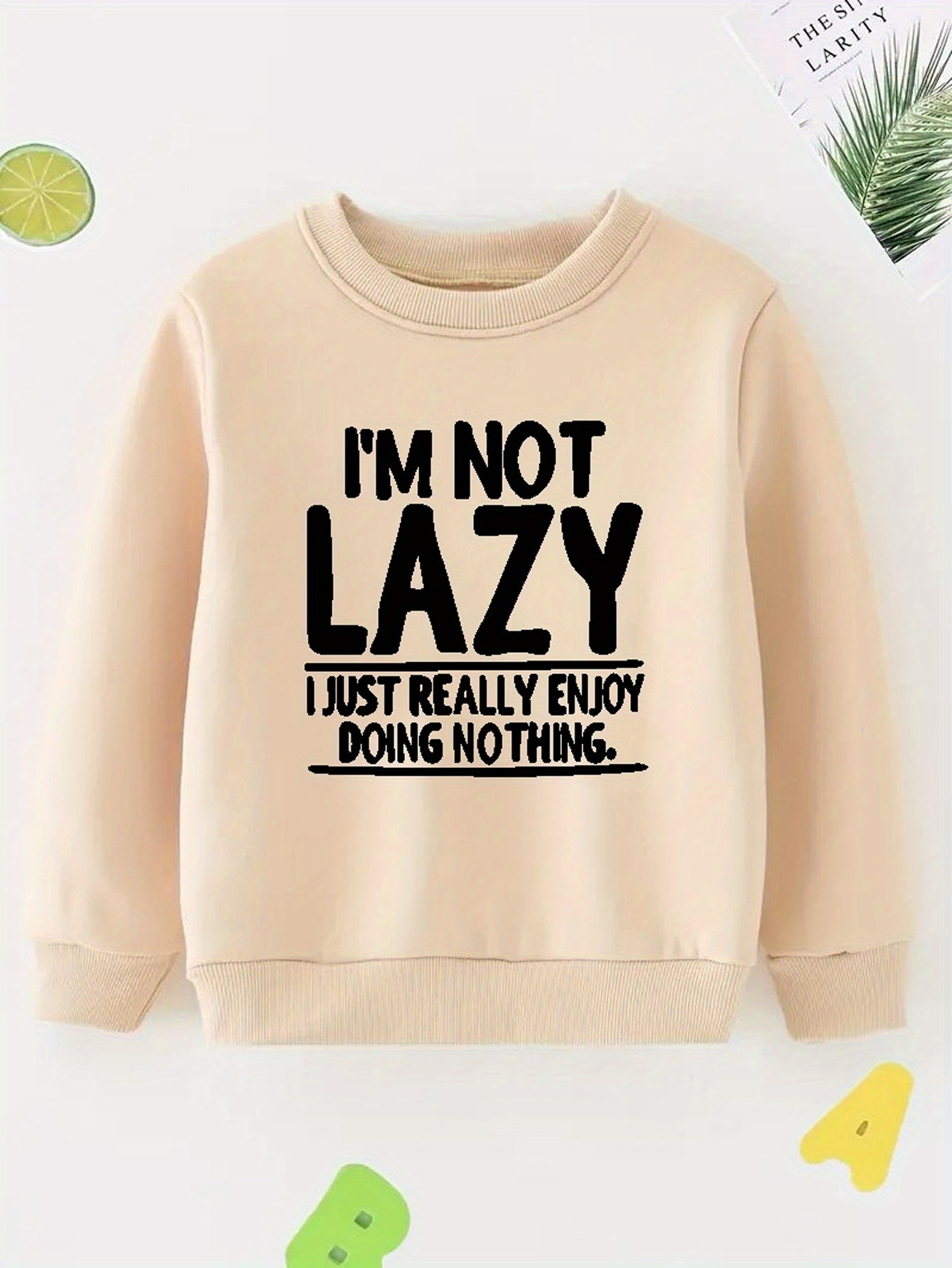 'm Lazy Letter Pattern Print Sweatshirt Kids Boys Keep - Temu Australia