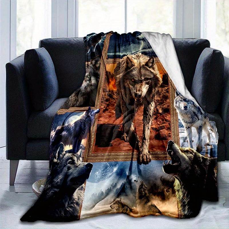 1 stück dünne decke wolf muster – leichter flanell