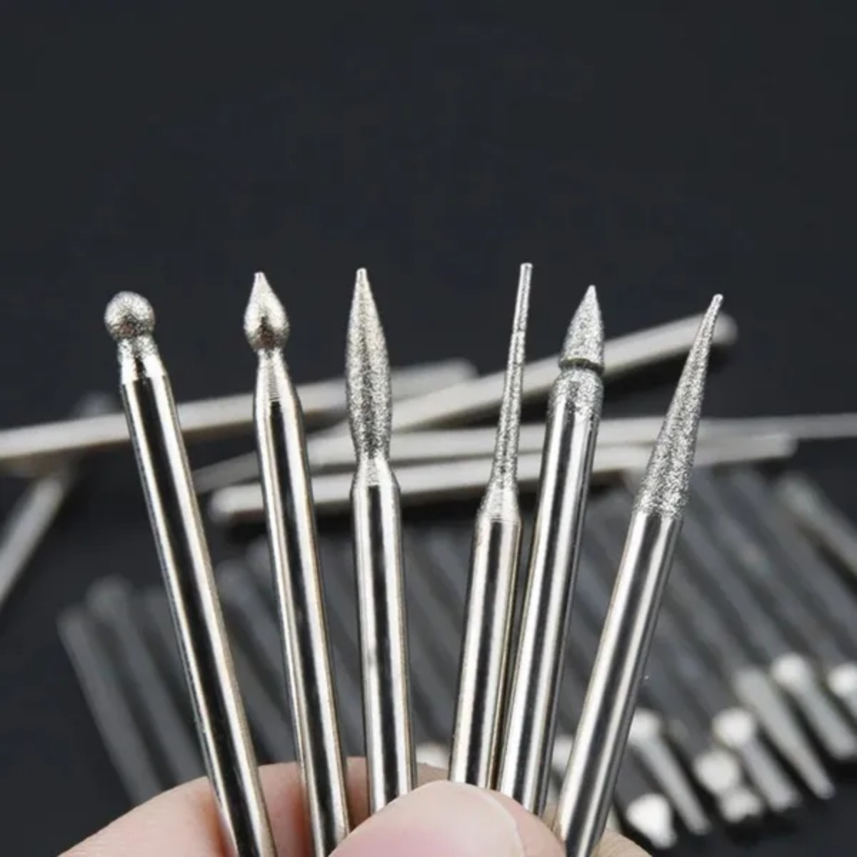 Stone Carving Set Diamond Burr Bits, 20pcs Polishing Kits Rotary Tools Accessories with 1/8' Shank for Carving, Engraving, Grinding, Polishing Stone