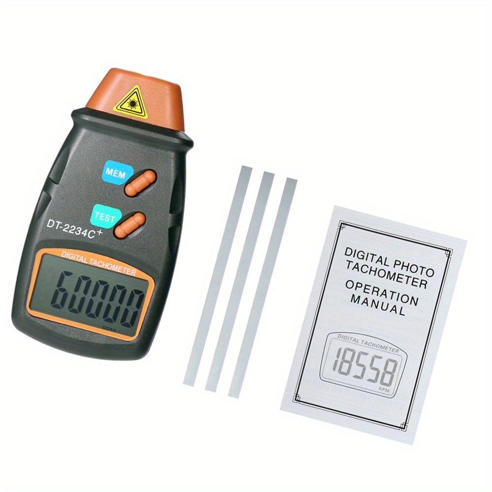 Digital Tachometer, 2,5-99999 U/min Pistolenmessbereich Handheld  Drehzahlmesser Digital Laser Tachometer Berührungsloses Drehzahlmessgerät
