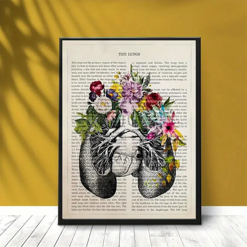 1 pezzo di poster su tela dipinto stampato, stampa di anatomia del fiore  dei polmoni, poster medico, regalo di terapia respiratoria, terapista della