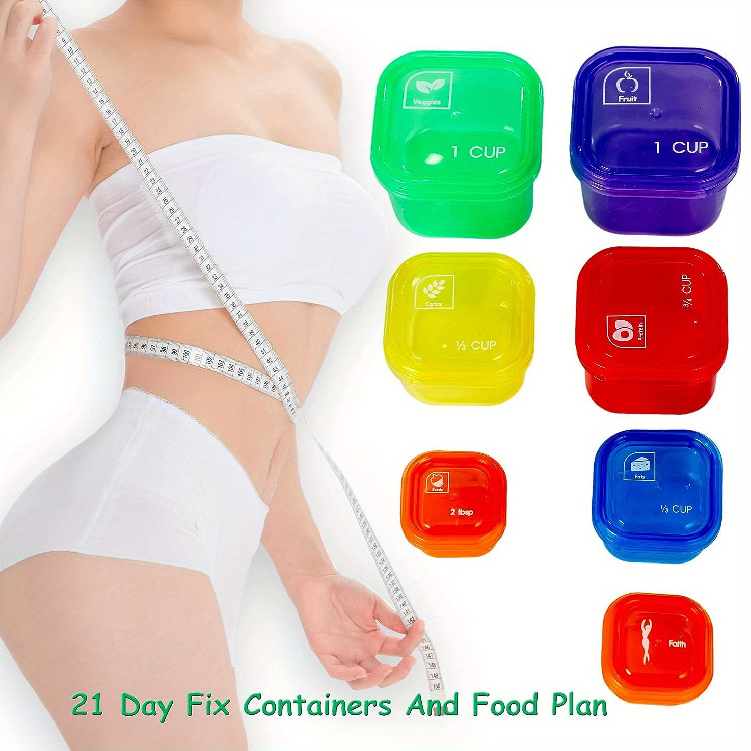 Finorder finorder 21 day portion control container kit (14-piece) with  complete guide,bpa free food portion container set for meal pre