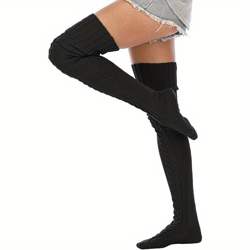 Women's Cable Knit Long Boot Stocking Socks Knee High Winter Leg