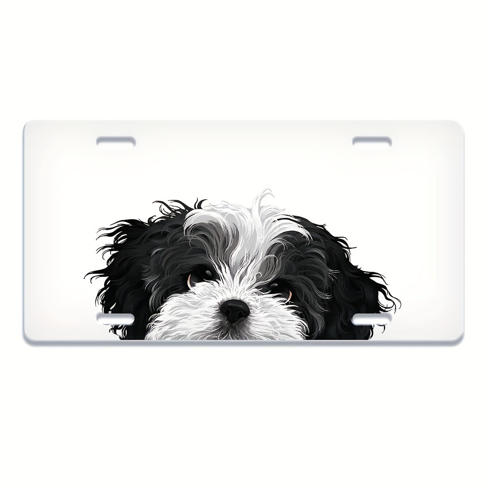 White Shih Tzu Dog Decorative Car Front License Plate Novelty