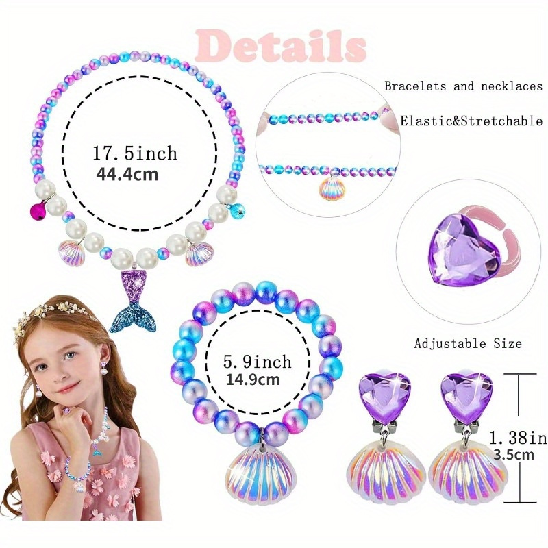 7pcs Girls Jewelry Set Bracelets and Rings Set Dress Up Play Jewelry Party Favors Birthday Gifts for Little Girls Kids Toddler Child Friendship,Temu