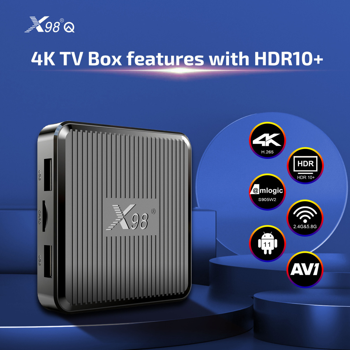 ATV TV Box Q1 Dual Band WiFi 4K Hdr 3D Smart ATV Android 10 Set Top Box  with Voice Remote - China TV Box, Android TV Box