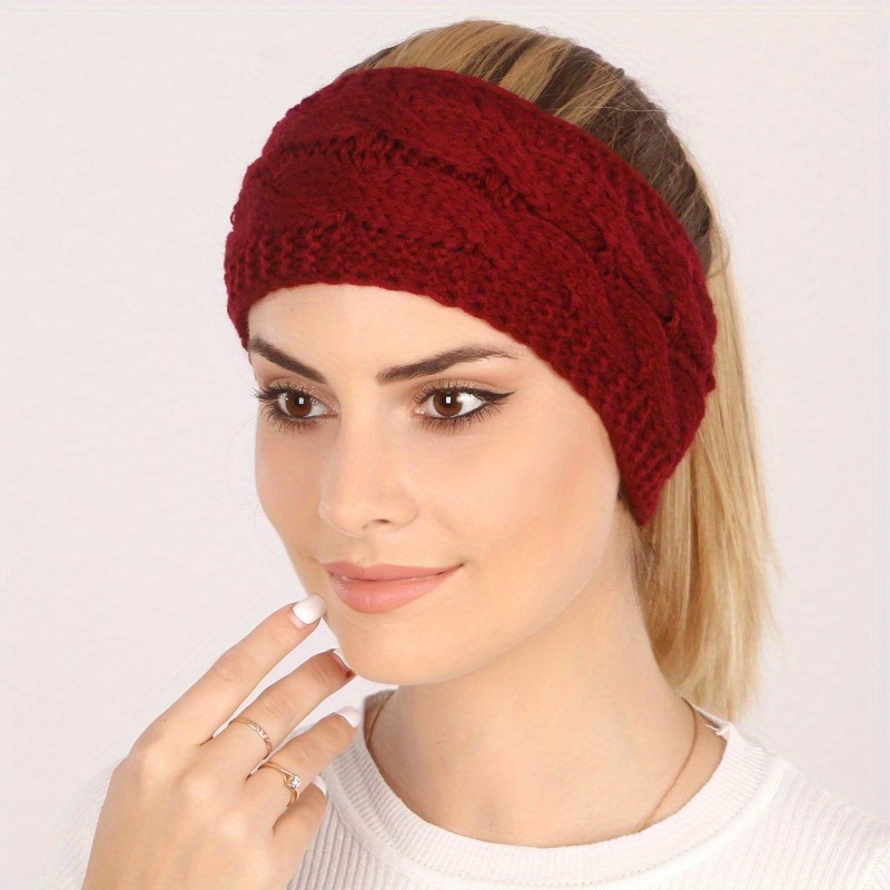 Acheter Bandeau chauffe-oreilles élastique en laine tricoté pour femme, 1  pièce, hiver