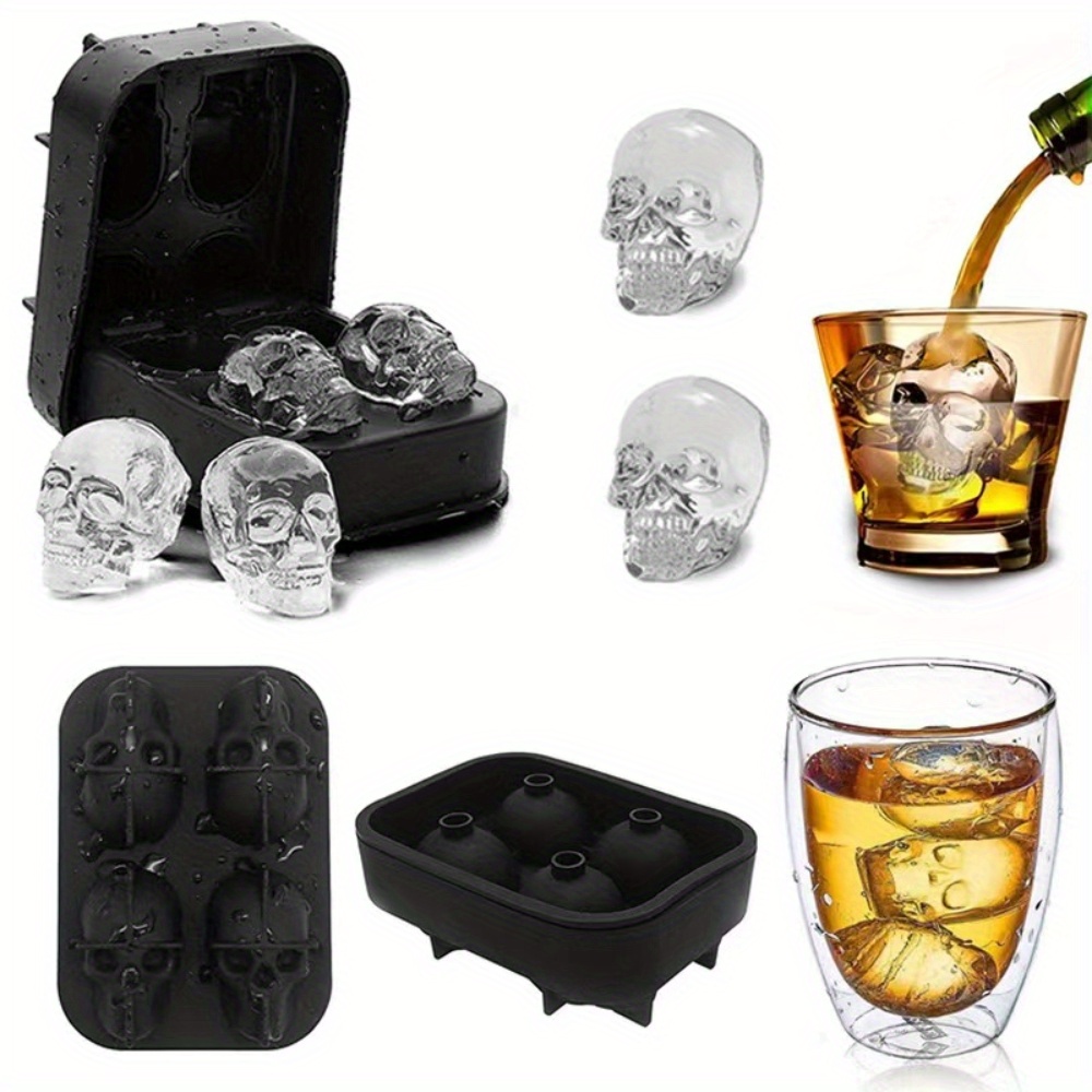 3D Skull Silicone Mold Ice Cube Tray Mould Ice Cube Maker Ice Ball Mold  Whiskey Wine Cocktail Ice Cube Mold Ice Ball Mold