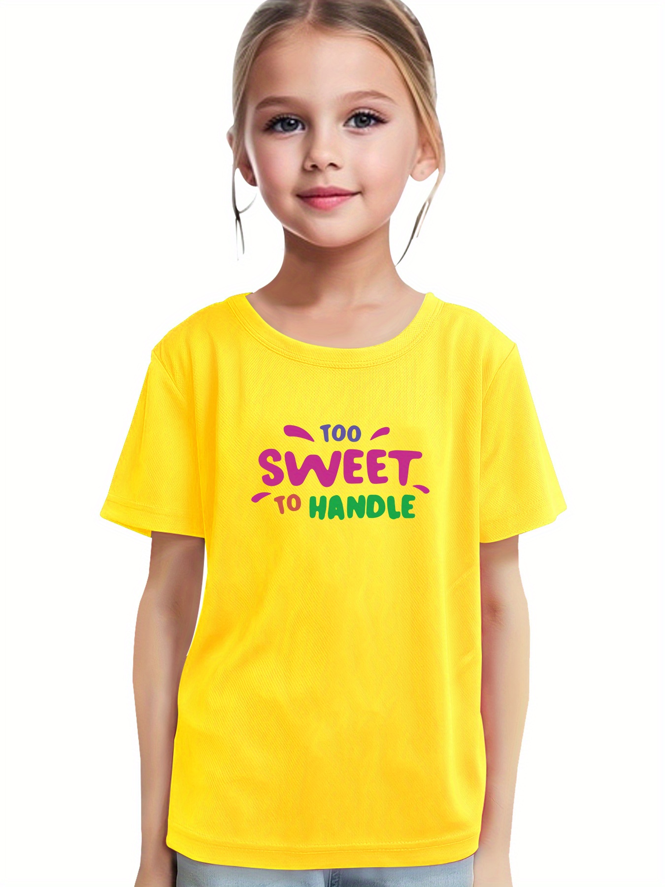 Girls Creative T shirt Sweet Handle Letter Print Casual - Temu New Zealand