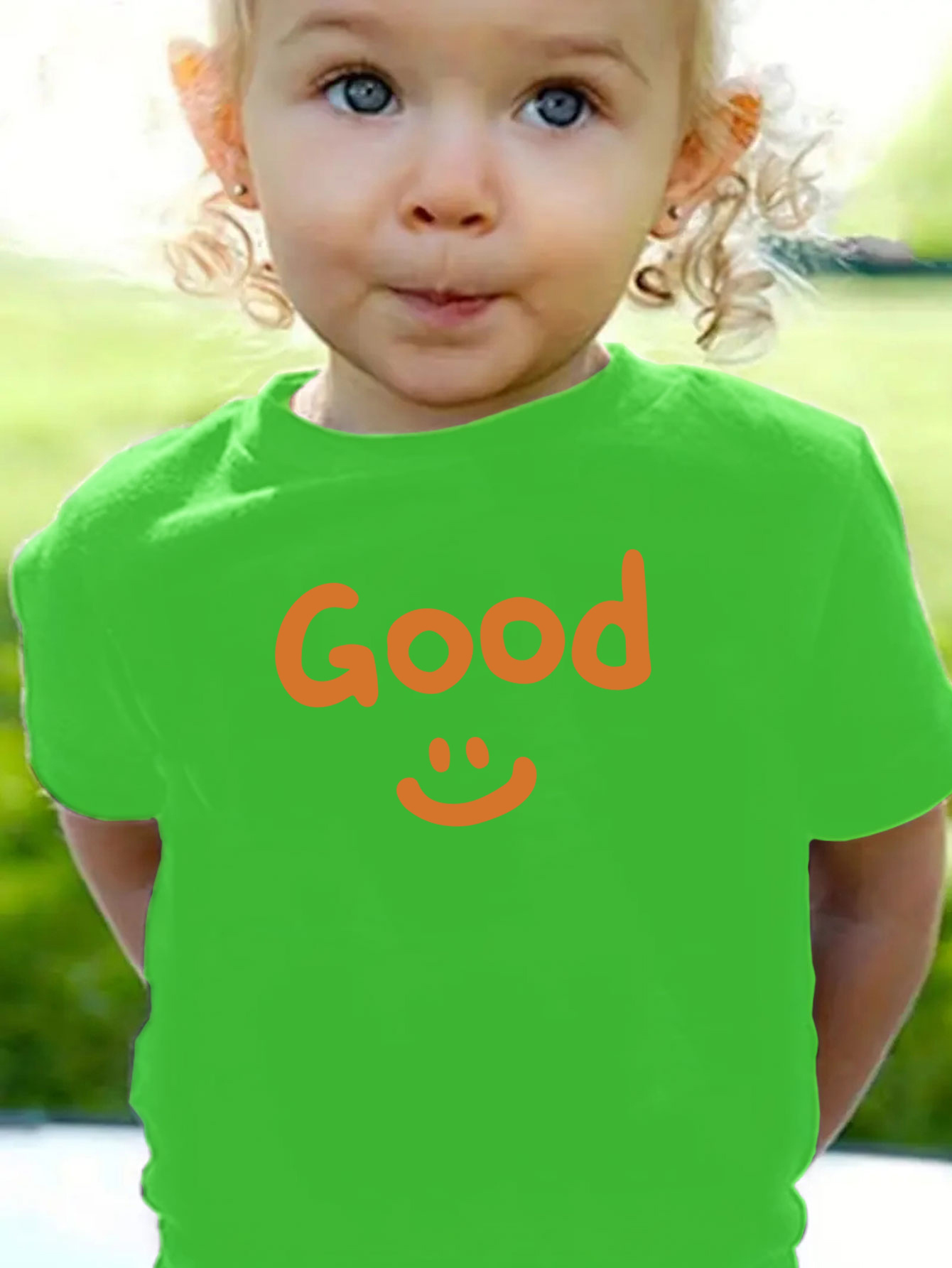 Girls Creative T shirt Cute Smile Face Good Letter Print - Temu Australia