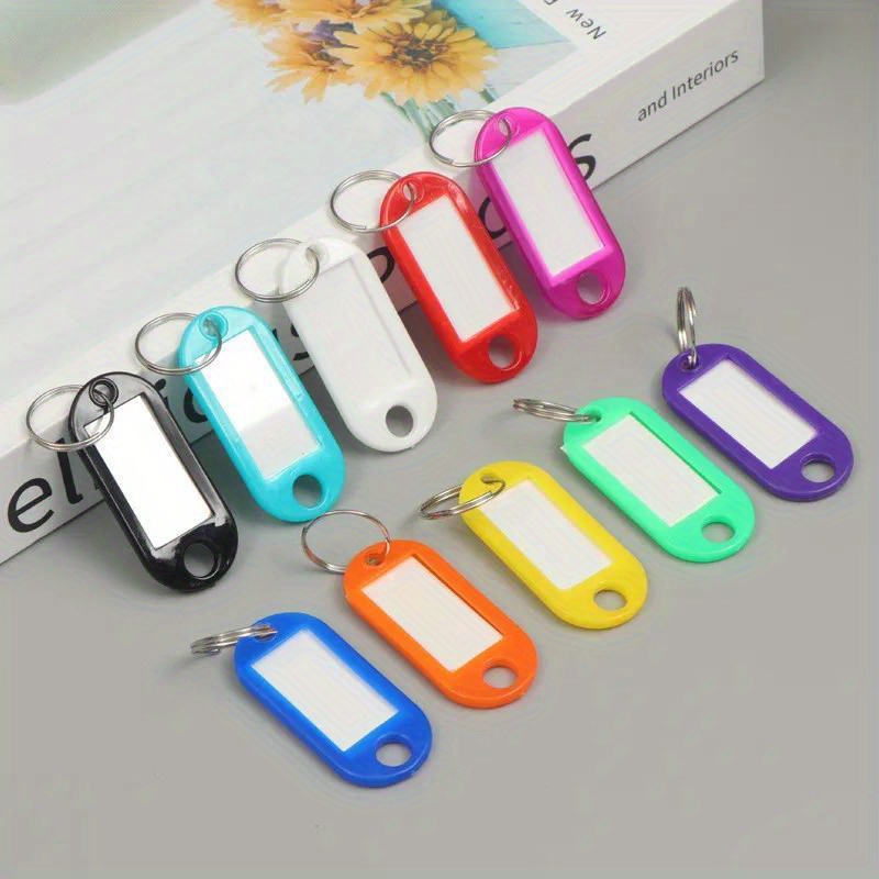 50 Pcs PP Plastic Key Tags Colorful Key Labels with Ring Useful Luggage  Tags Baggage Handbag ID Tags Key Tags with Container 