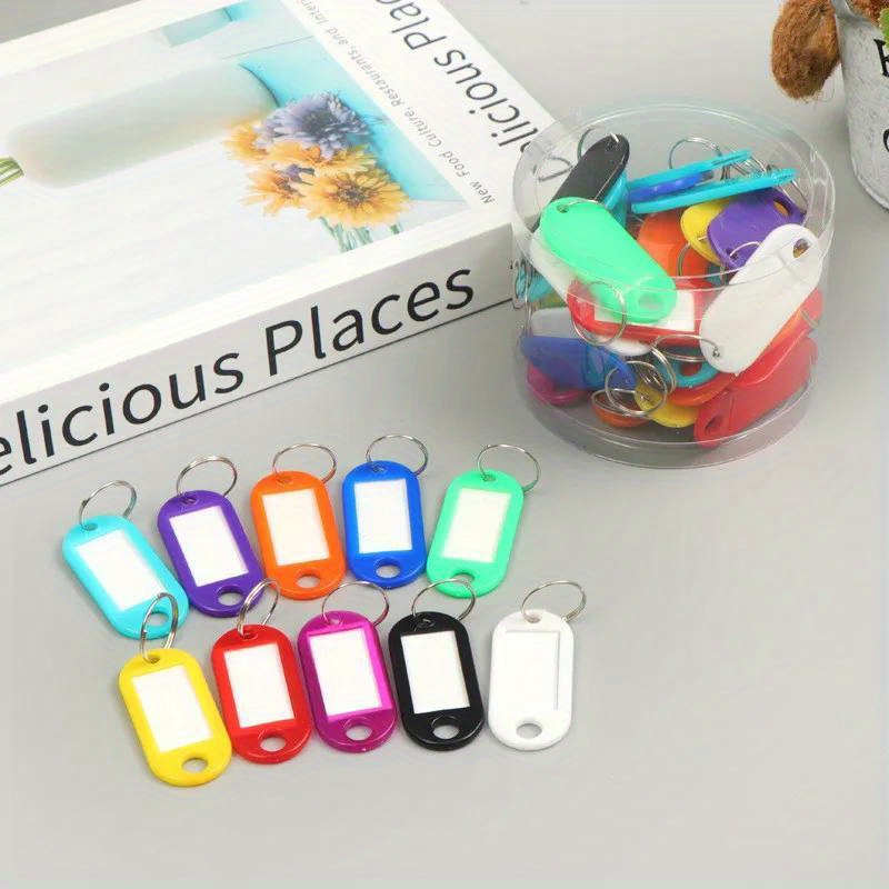 50 Pcs PP Plastic Key Tags Colorful Key Labels with Ring Useful Luggage  Tags Baggage Handbag ID Tags Key Tags with Container 