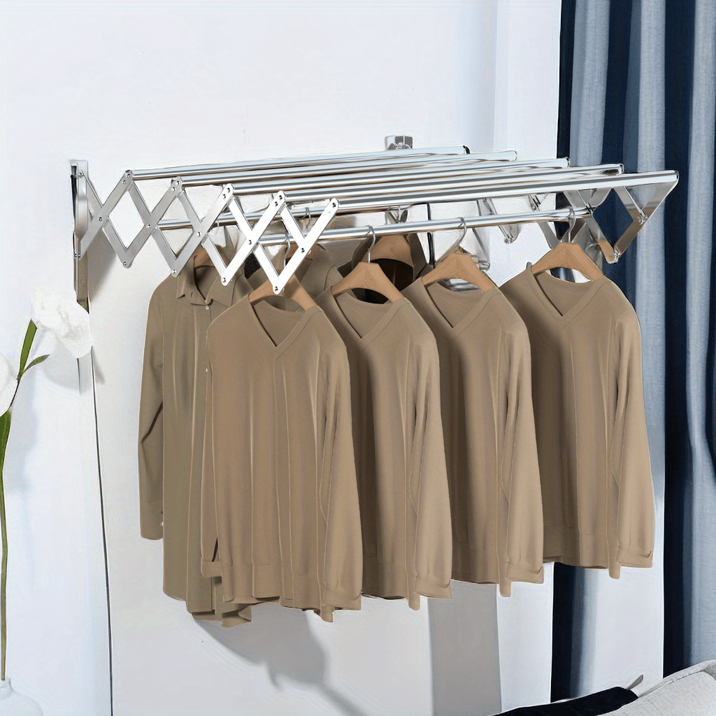 Laundry Hanger Wall-Mounted Expandable Folding Clothes Drying Towel Rack  42~80cm