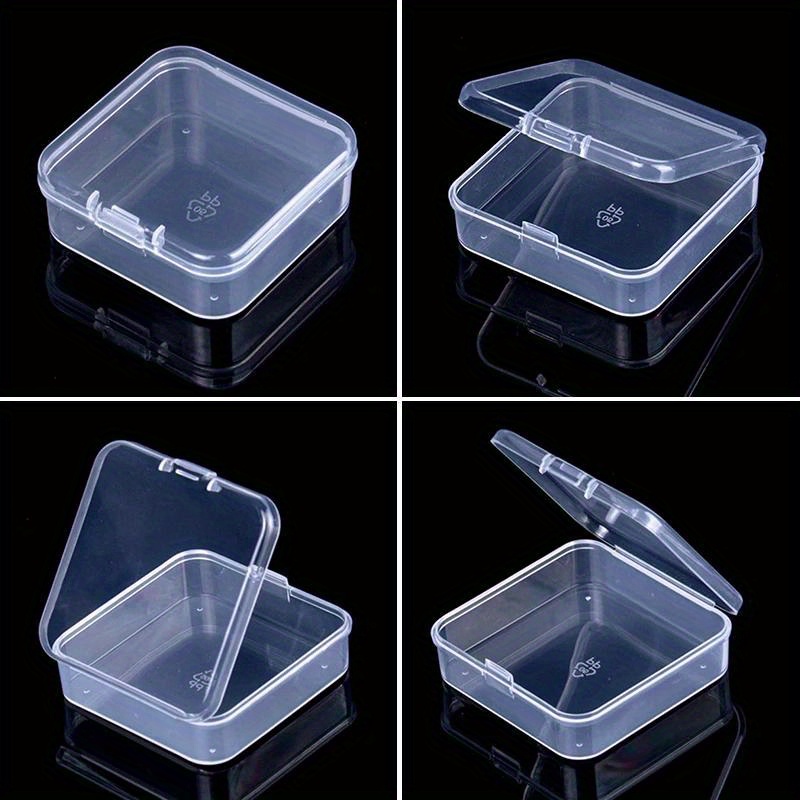 Paquete de 6 cajas de plástico transparente con bisagras, organizador de  plástico, caja de almacenamiento para cinta Washi, joyas, cuentas