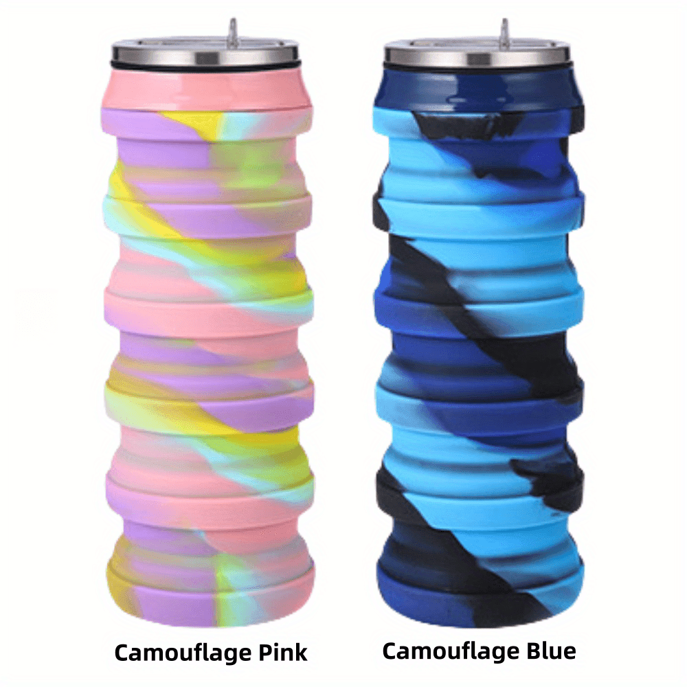 480ml Silicone Folding Water Bottle Outdoor Camping Hiking