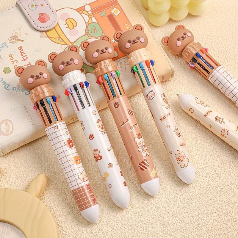 Kawaii Bear Ballpoint Pen Colorful Ink Gel Pens 10 Colori Penne