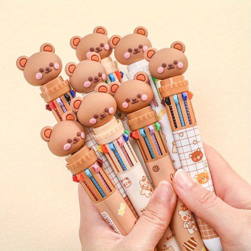 Kawaii Bear Ballpoint Pen Colorful Ink Gel Pens 10 Colors Signature Pens  Korean Stationery Gifts School Office Supplies - Office & School Supplies -  Temu