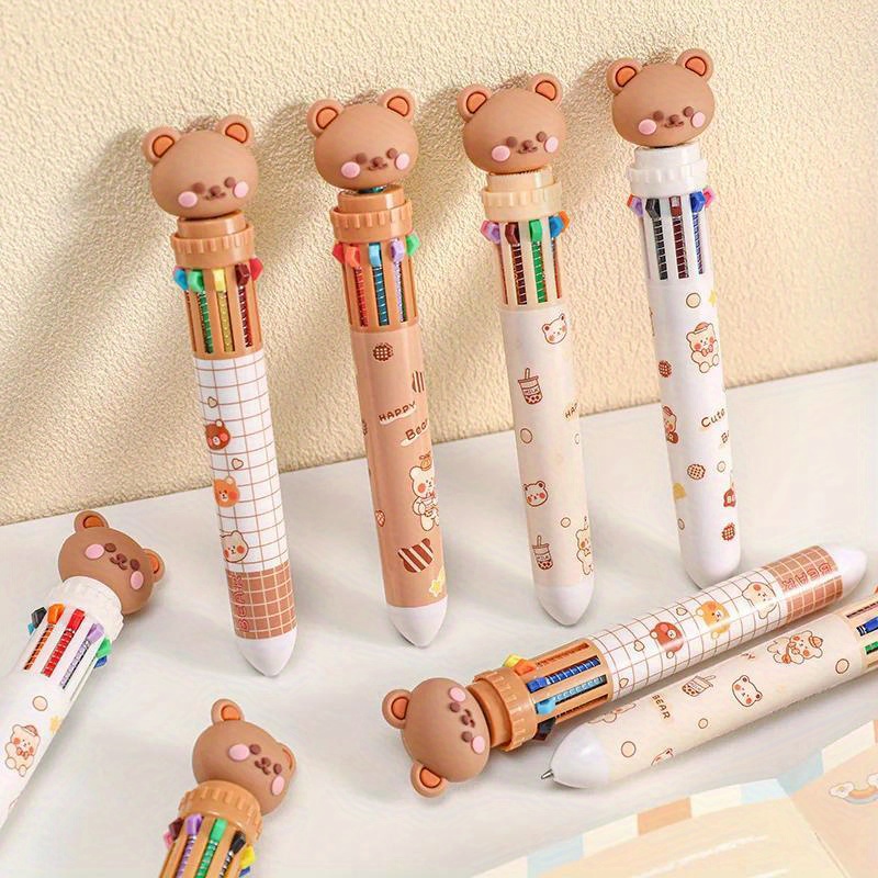 Kawaii Bear Ballpoint Pen Colorful Ink Gel Pens 10 Colors Signature Pens  Korean Stationery Gifts School Office Supplies - Office & School Supplies -  Temu