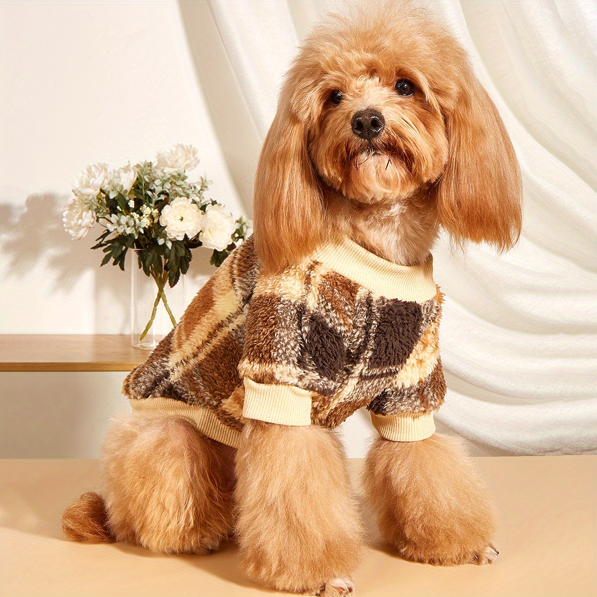 1pc Plaid Print Pet Sweatshirt For Dog And Cat For Cold Weather