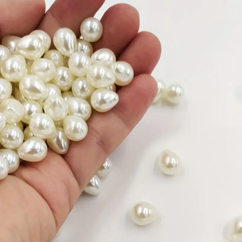 White Teardrop Shape Imitation Pearl Acrylic Loose Beads For - Temu