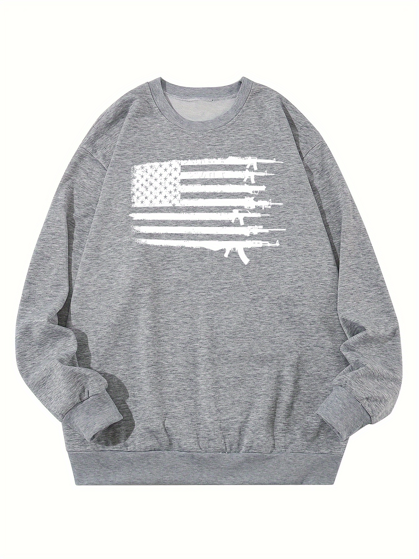 Women's Oversized US Flag Graphic Crew Sweater