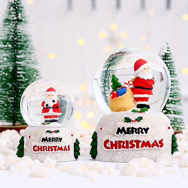 Palla di Vetro con Neve,Babbo Natale Palla di Neve con Pupazzo di Neve Luce  Notturna Sfera con Neve con Neve Automatica Palla di Cristallo di Natale  per Regalo di Natale per Bambini 