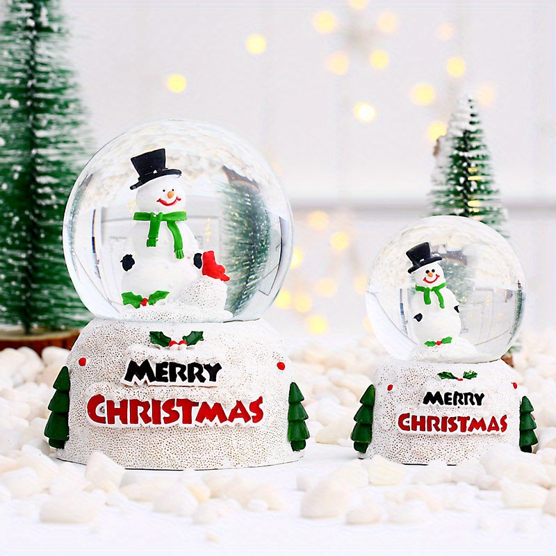 Palla di Vetro con Neve,Babbo Natale Palla di Neve con Pupazzo di Neve Luce  Notturna Sfera con Neve con Neve Automatica Palla di Cristallo di Natale  per Regalo di Natale per Bambini 