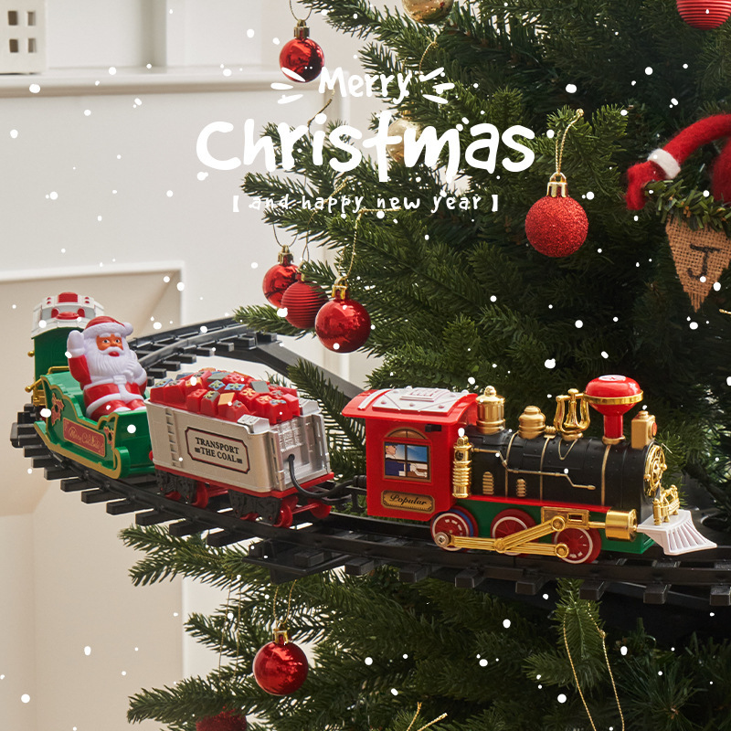 Mini train électrique de Noël, voiture de luxe du Père Noël, avec chemin de  fer de Noël et lumière sonore, convient pour la décoration de Noël