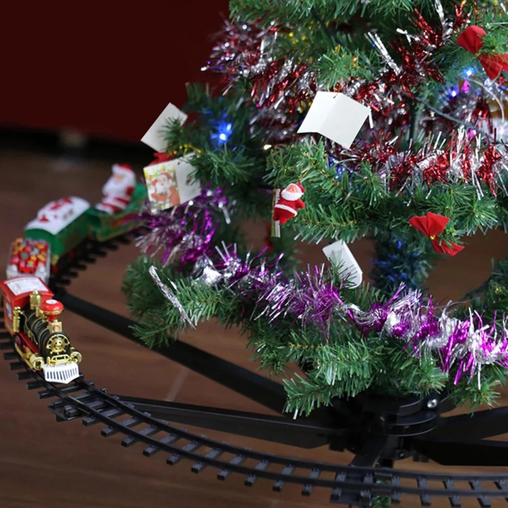 Train de noel avec circuit modulable, vehicules-garages