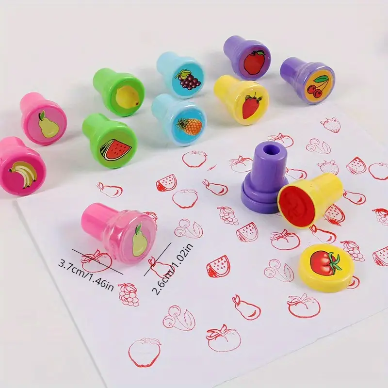 Toy Stamps Cartoon Animals Fruits Seal For Scrapbook - Temu