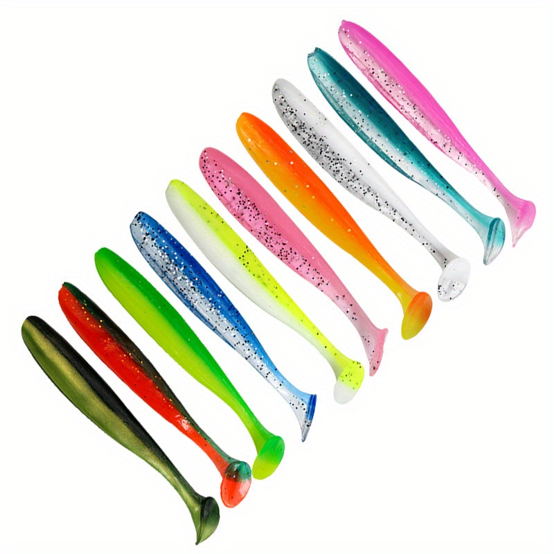 50pcs 2.76inch Dual-color Soft Lure With T-tail, Artificial Swimbait,  Outdoor Fishing Accessories