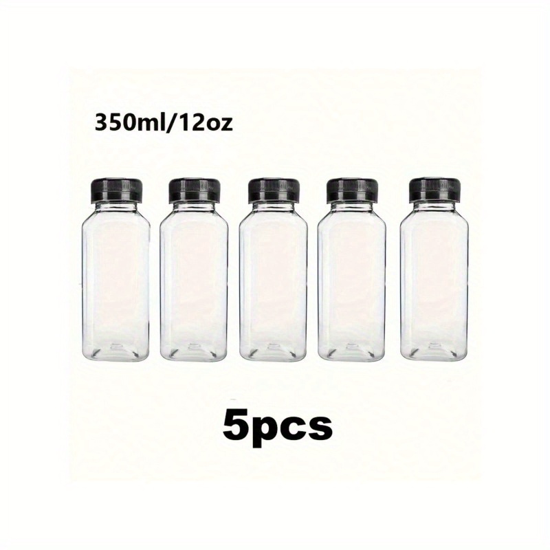 5pcs 16oz Plastic Juice Bottles Juice Containers With Lids