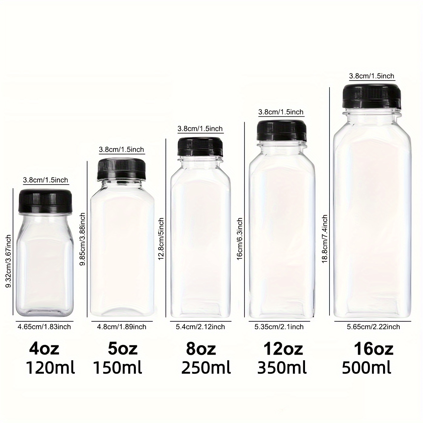 5pcs 16oz Plastic Juice Bottles Juice Containers With Lids