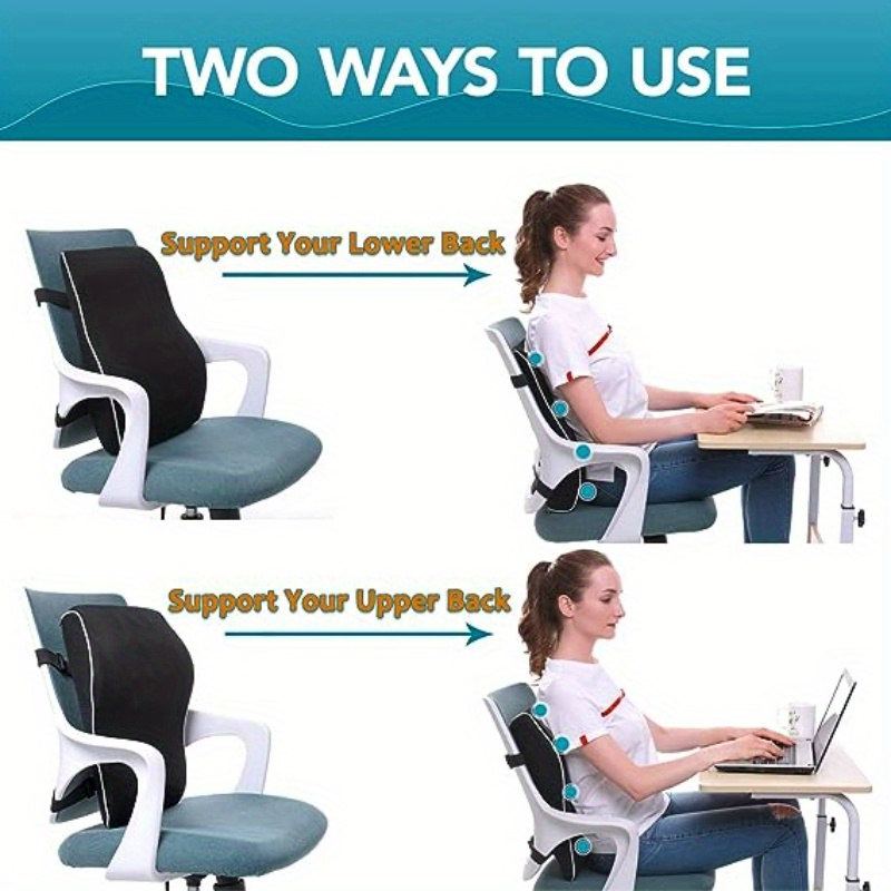 Almohada lumbar para silla de oficina, cojín de elevación de espuma  viscoelástica para silla de computadora para sentarse durante mucho tiempo  para