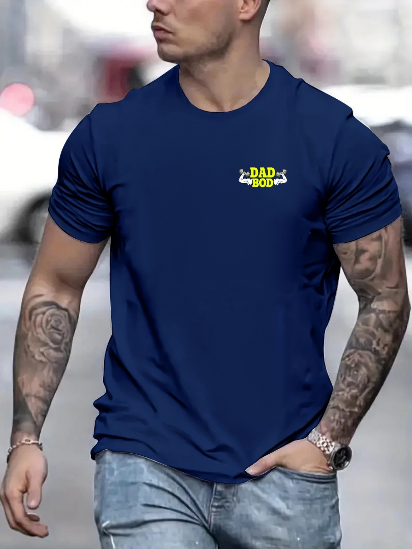 Dad Bod Print T shirts Manches Courtes Tendance Hommes Temu France