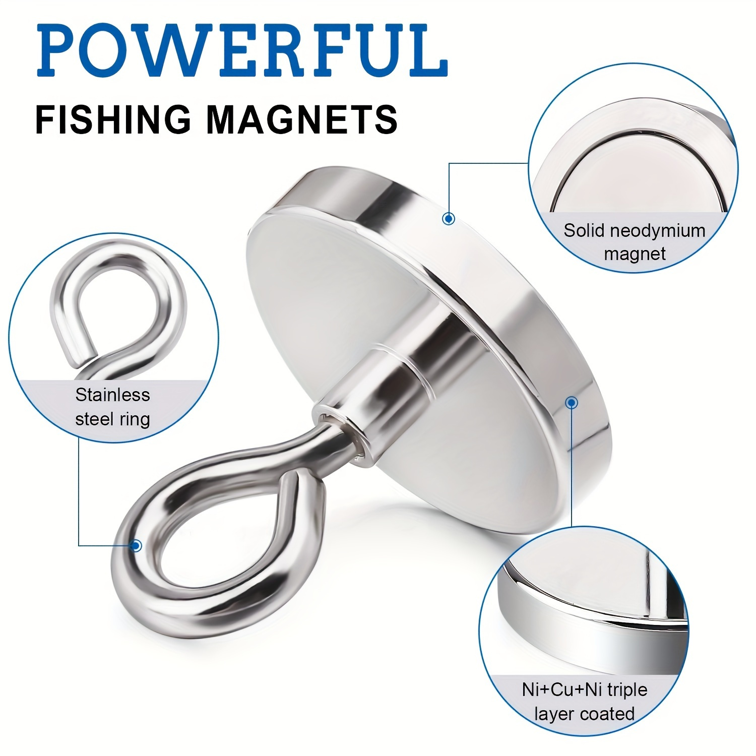 1pc Magnete Da Pesca, Kit Da Pesca Con Magnete, Magnete Da Pesca Forte, 300  LBS Forza Di Trazione Magneti Al Neodimio Rotondi, Magnete Per La Pesca E  Il Recupero In Fiume 