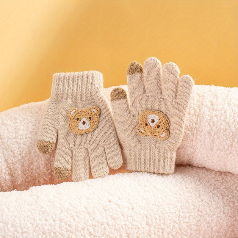 0-3 ans hiver bébé filles mignon doux tricot Cartoon cinq doigts gants  enfants gants de