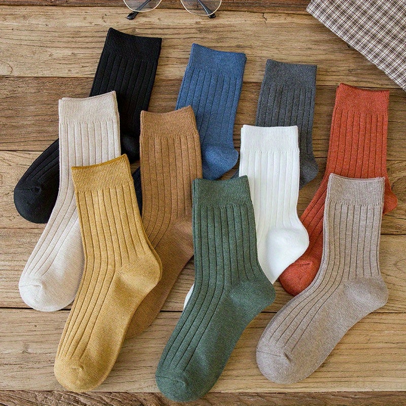 

5pairs Crew Socks, Autumn Winter Thickened Socks For Men Women