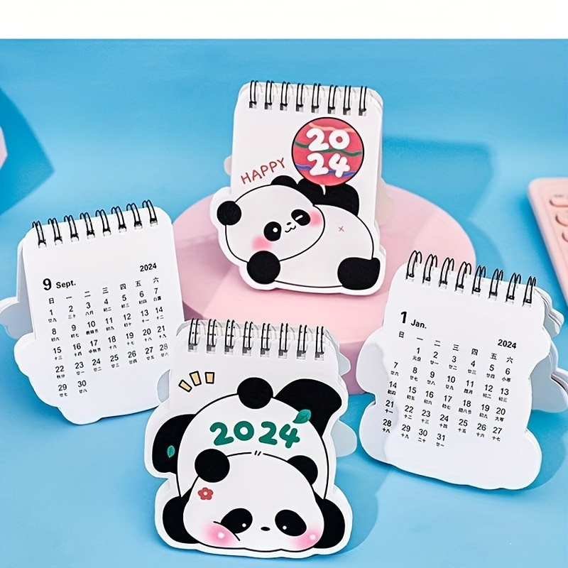 1 Pc 2024 Dessin Animé Mini Panda Calendrier Étudiant Bureau - Temu Canada