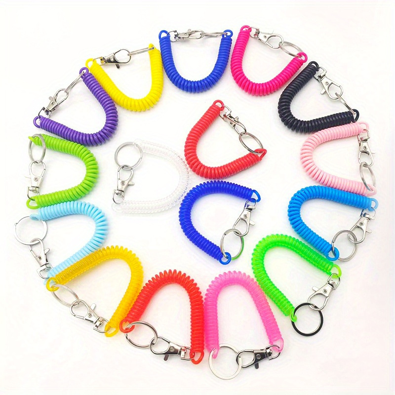 

Spiral Stretchy Keychain Lobster Clasp Hook Spring Coil Wire Keyring Swivel Clasp Clips Key Hooks Anti-lost Phone Bracelet Keychain