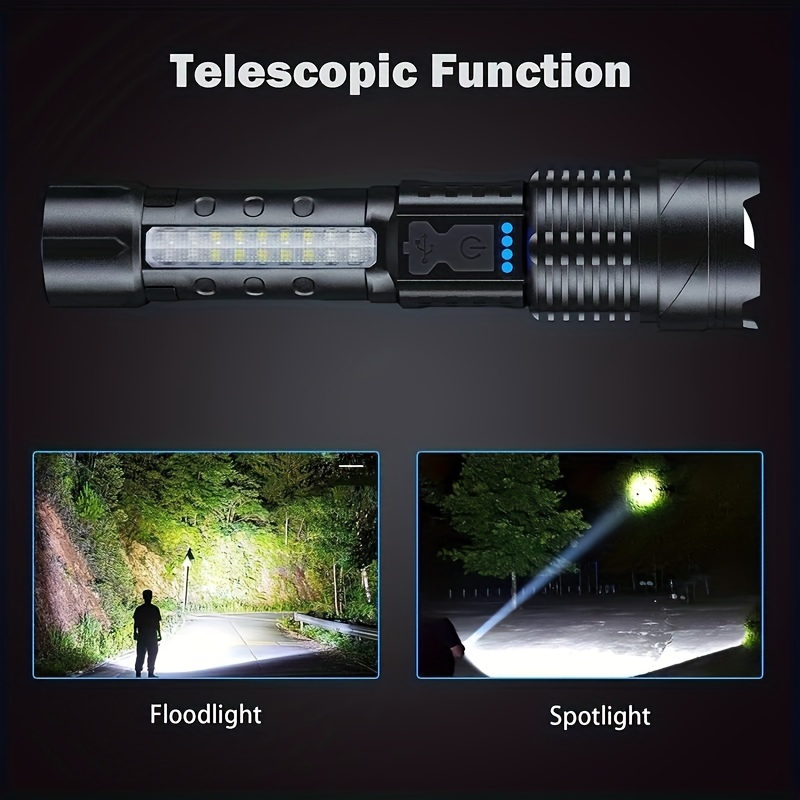 Rechargeable Flashlights High Lumens Zoomable Best Floodlight Spotlight  Strobe Light Lanterns World's Brightest Flashlight for Outdoor Emergencies